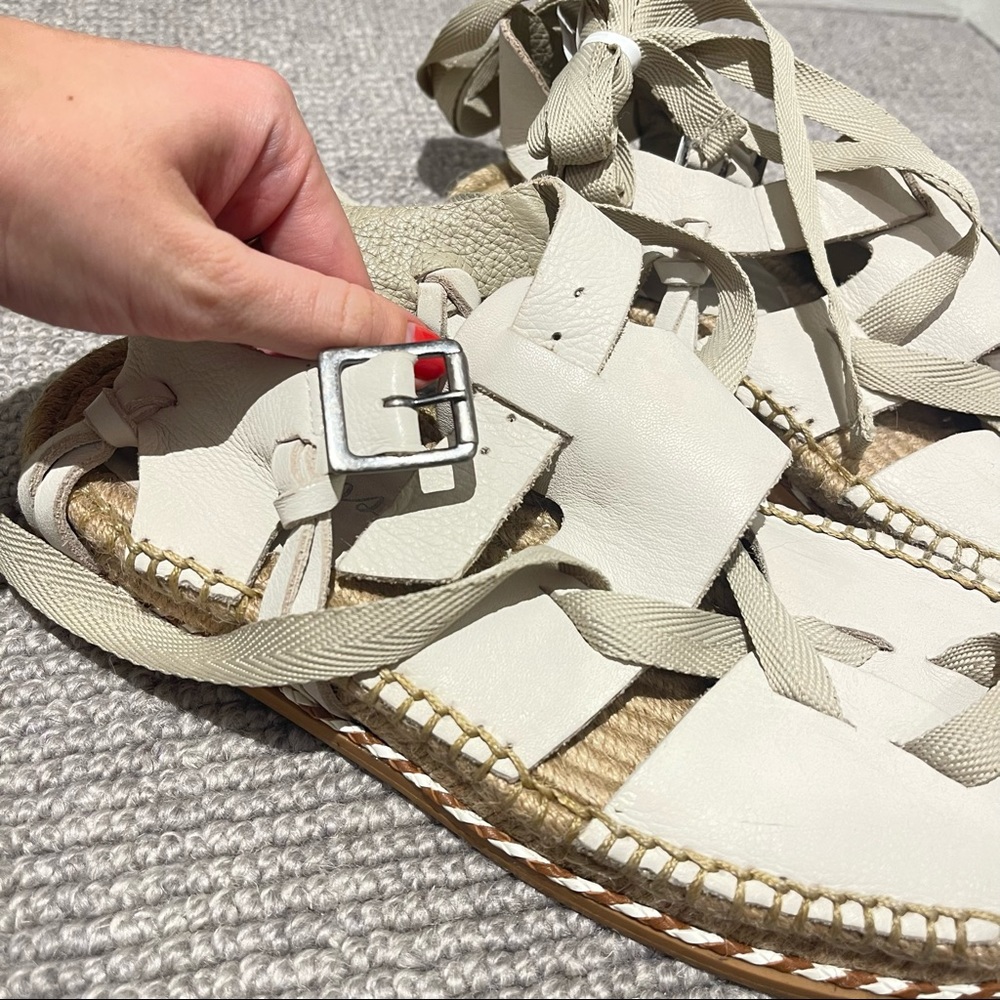 Free People x Matisse Tabi Tie Sandals in Cream - Picture 7 of 8